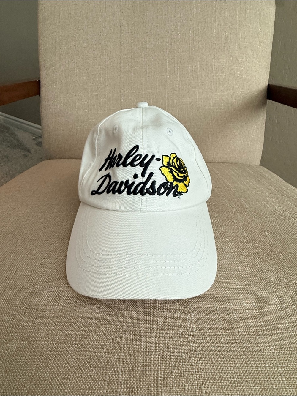 Harley-Davidson Kids White Cap with Yellow Rose Embroidery